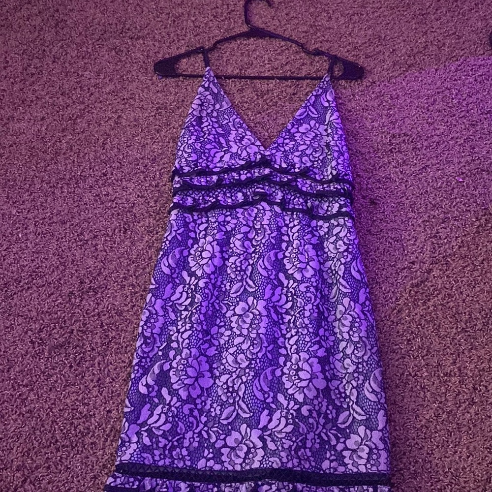 blue and white lace dress